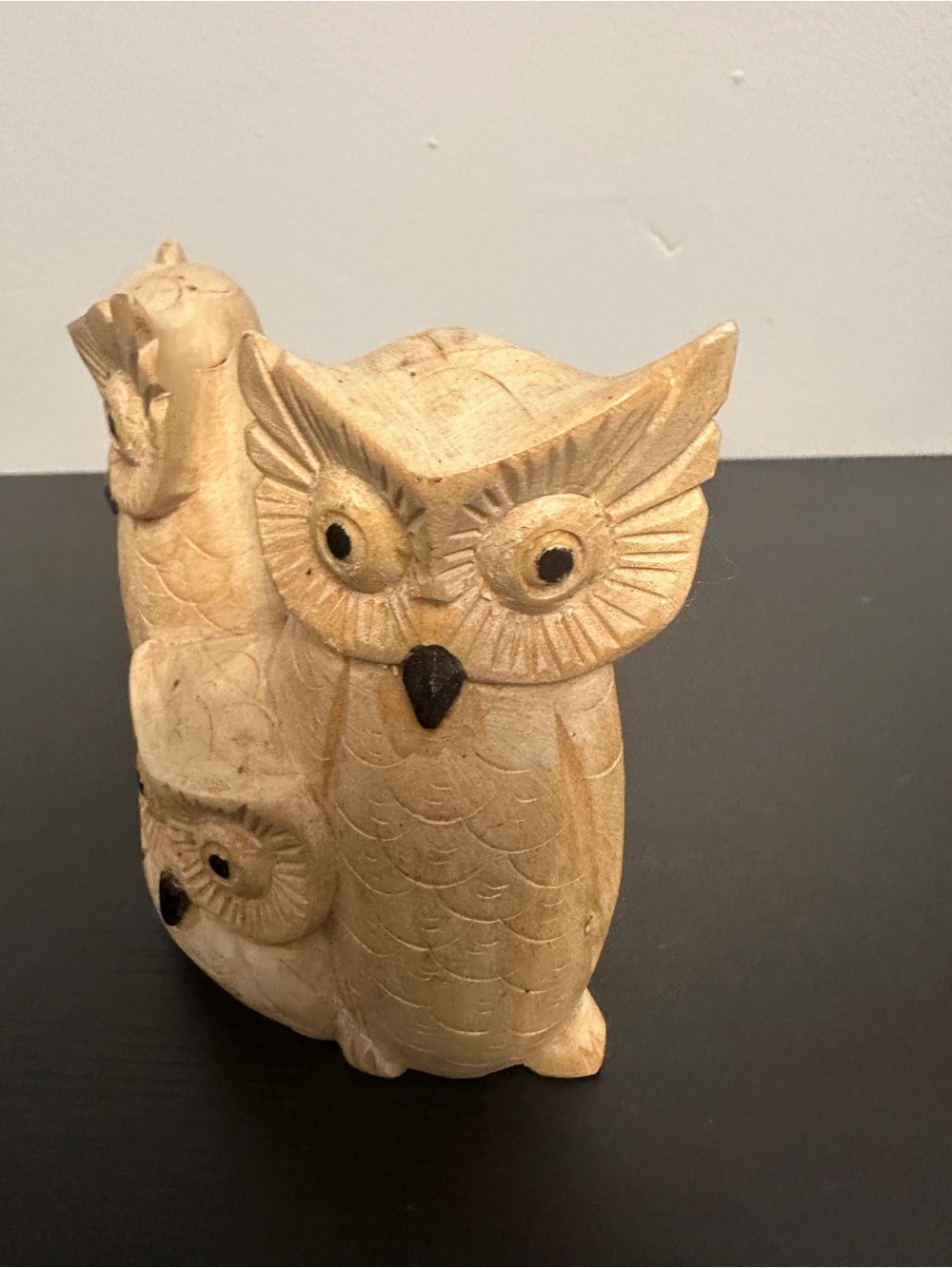Hand Carved Wooden Owl Family Figurine – 3 Owls Rustic Decor - Picture 6 of 10